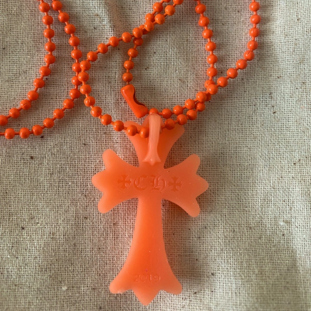 Tokyo 20th anniversary chrome hearts Orange silicone cross pendant necklace - Picture 2 of 4